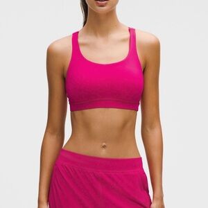 lululemon energy long long bra in hot pink